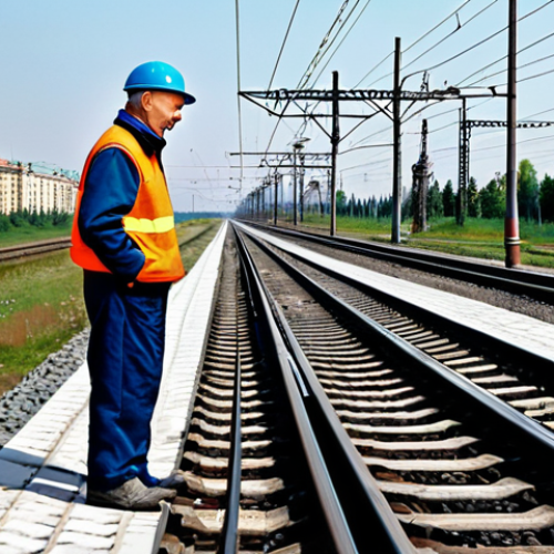 Home 7 **
"A railway worker in Russia, fully clothed in appropriate work attire, inspecting a section of train tracks during the day. The scene shows aging infrastructure in the background. Safe for work, appropriate content, professional, perfect anatomy, natural proportions."
**