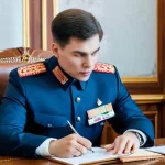 철도기사 필기 시험 대비 전략 - **Prompt:** A focused Russian railway specialist, a man in his early 30s, wearing a clean, dark blue...