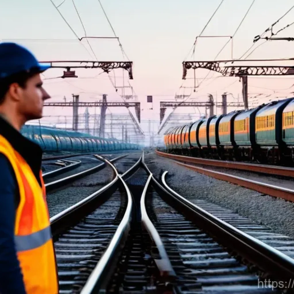 철도 현장 실습 중요성 - **Prompt:** A wide, dynamic shot capturing the immense scale and bustling activity of a large Russia...
