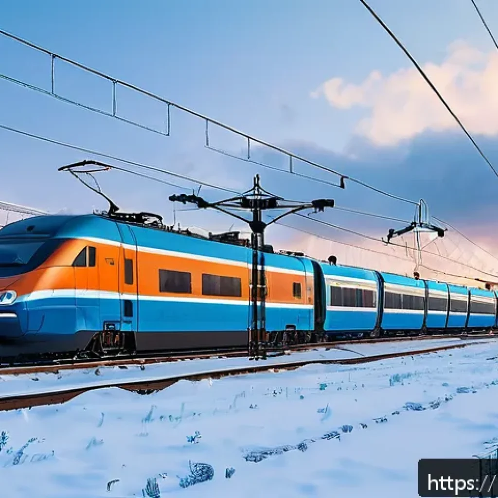 철도 전기 시스템 이해하기 - A detailed, realistic scene of a modern railway electrification system in Russia: featuring a high-s...