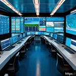 Home 21 철도 실무 워크숍 후기 - A modern Russian railway control center showcasing a large digital dispatcher system with multiple m...