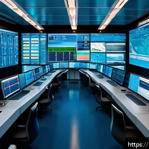Home 33 철도 실무 워크숍 후기 - A modern Russian railway control center showcasing a large digital dispatcher system with multiple m...