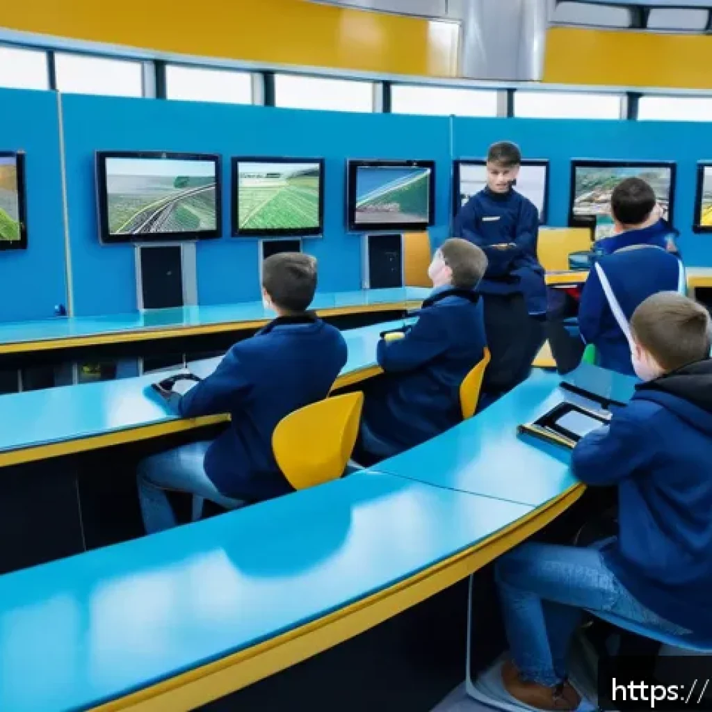 철도기사 교육기관 선택 팁 - A modern classroom scene in a Russian railway technical school, featuring diverse young students in ...