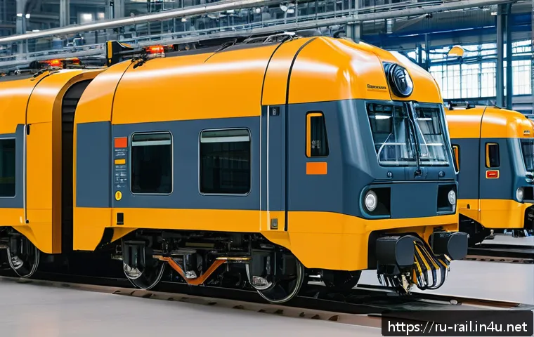 철도 전문가로 성장하는 법 - A detailed technical workshop scene inside a modern Russian railway maintenance facility, showing en...
